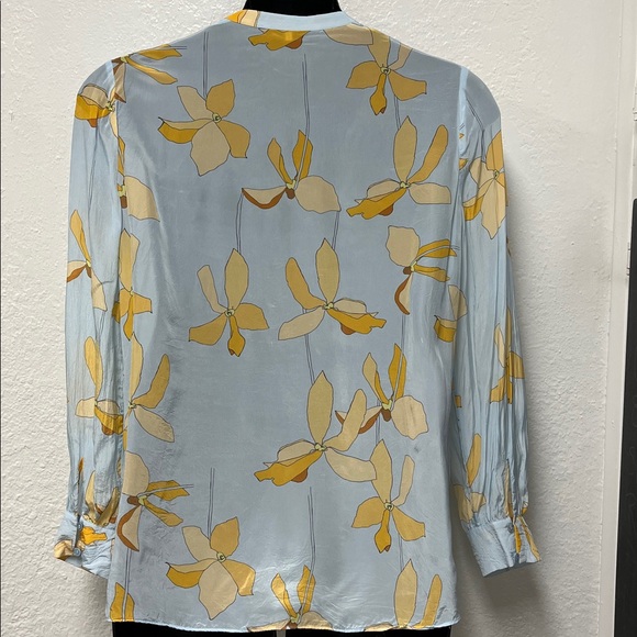 Reiss "Phoenix" Light Blue Long Sleeve Reef Print Blouse Size 10 - Picture 6 of 9